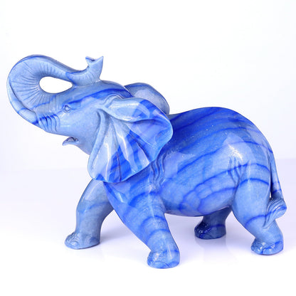 Nicedony 12.2" Blue Aventurine Hand Carved Crystal Elephant Sculpture - View 4