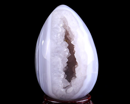 Nicedony 120mm Geode Agate Hand Carved Crystal Egg
