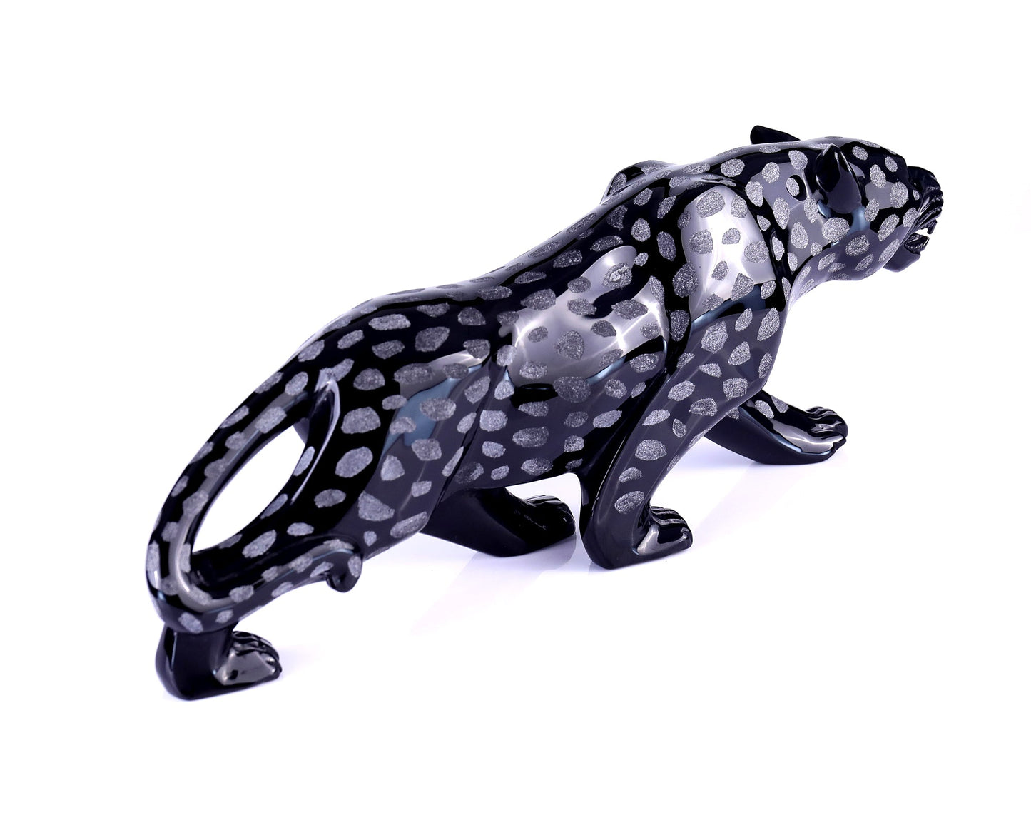 Nicedony 13.8" Black Obsidian Hand Carved Crystal Leopard Sculpture - View 4