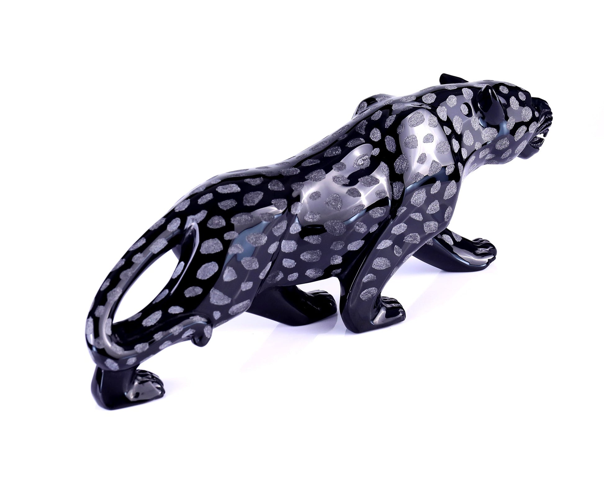 Nicedony 13.8" Black Obsidian Hand Carved Crystal Leopard Sculpture - View 4