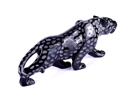 Nicedony 13.8" Black Obsidian Hand Carved Crystal Leopard Sculpture - View 4