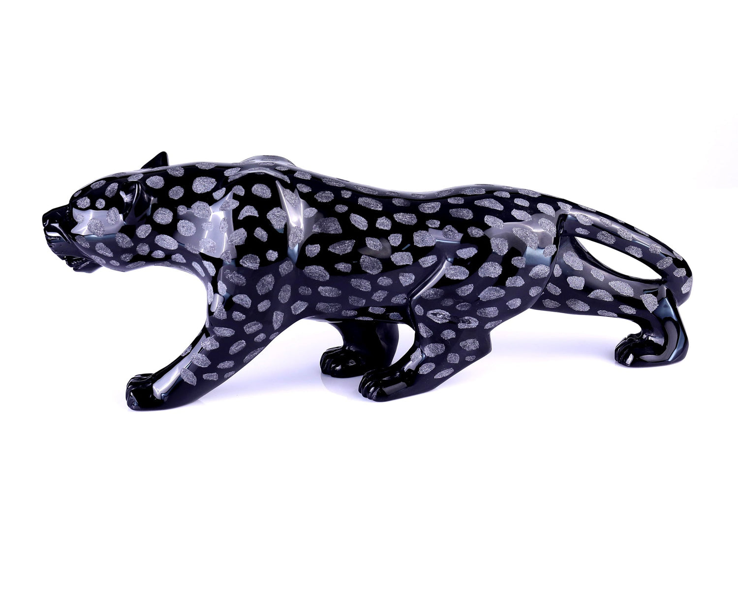 Nicedony 13.8" Black Obsidian Hand Carved Crystal Leopard Sculpture (SKU: 4100191) - Photo 7