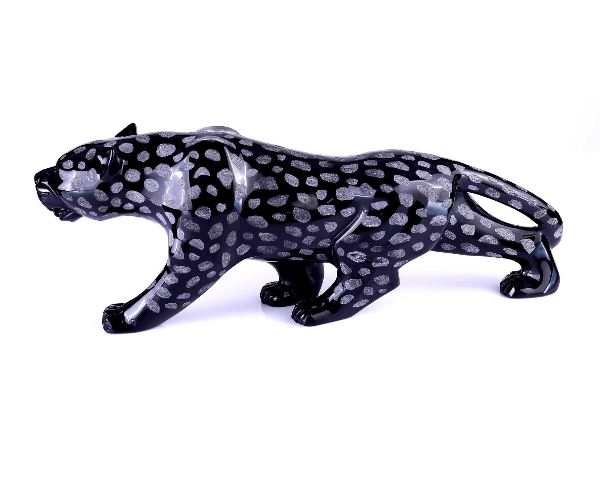 Nicedony 13.8" Black Obsidian Hand Carved Crystal Leopard Sculpture - View 7