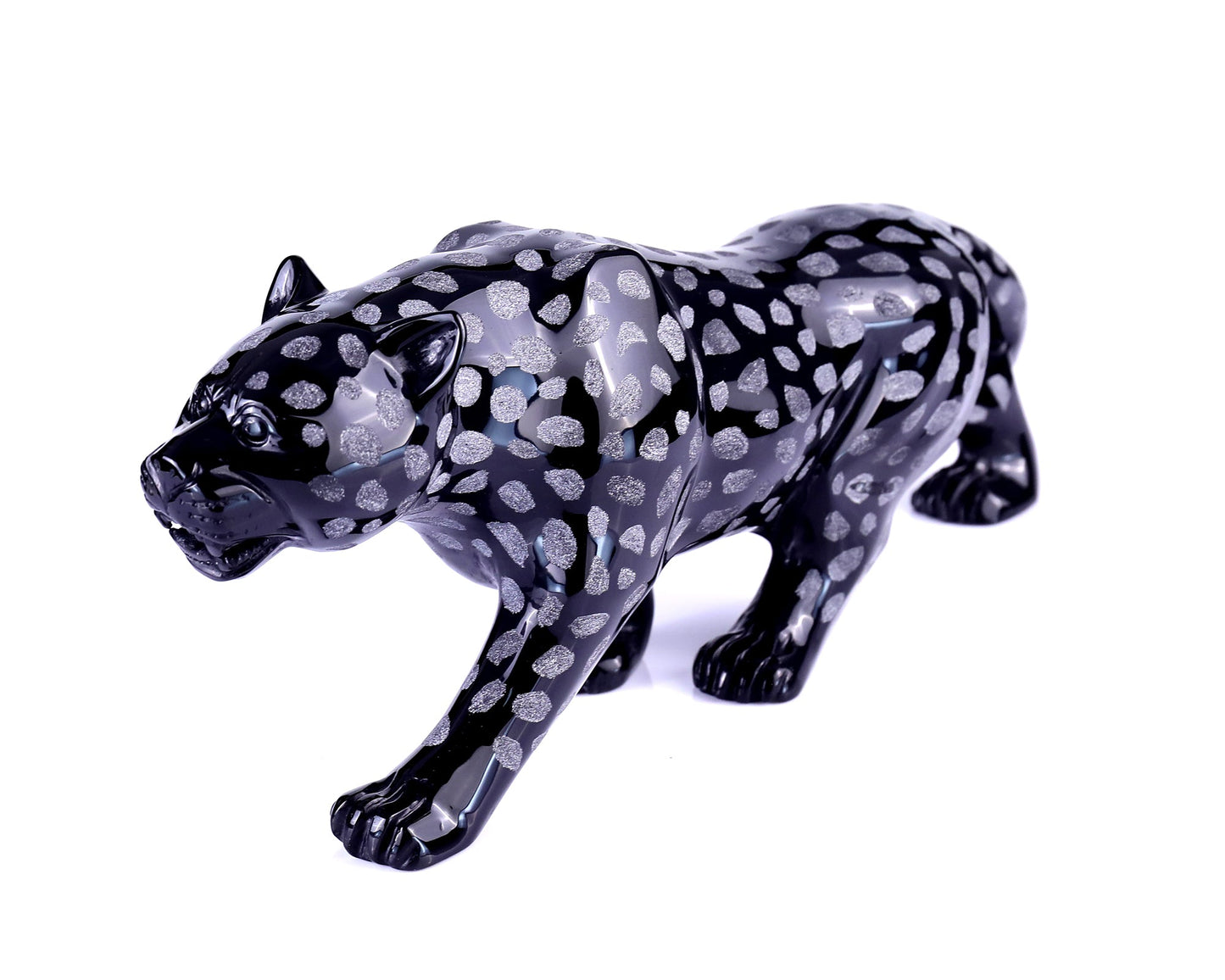 Nicedony 13.8" Black Obsidian Hand Carved Crystal Leopard Sculpture - View 10