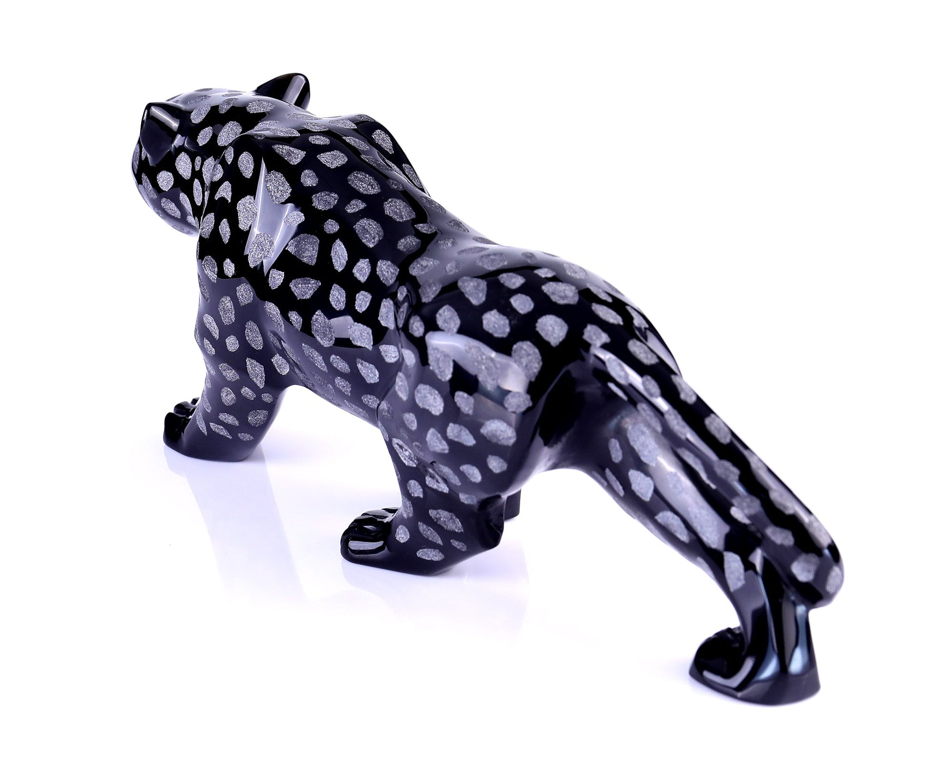 Nicedony 13.8" Black Obsidian Hand Carved Crystal Leopard Sculpture - View 6