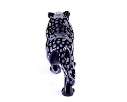 Nicedony 13.8" Black Obsidian Hand Carved Crystal Leopard Sculpture - View 5