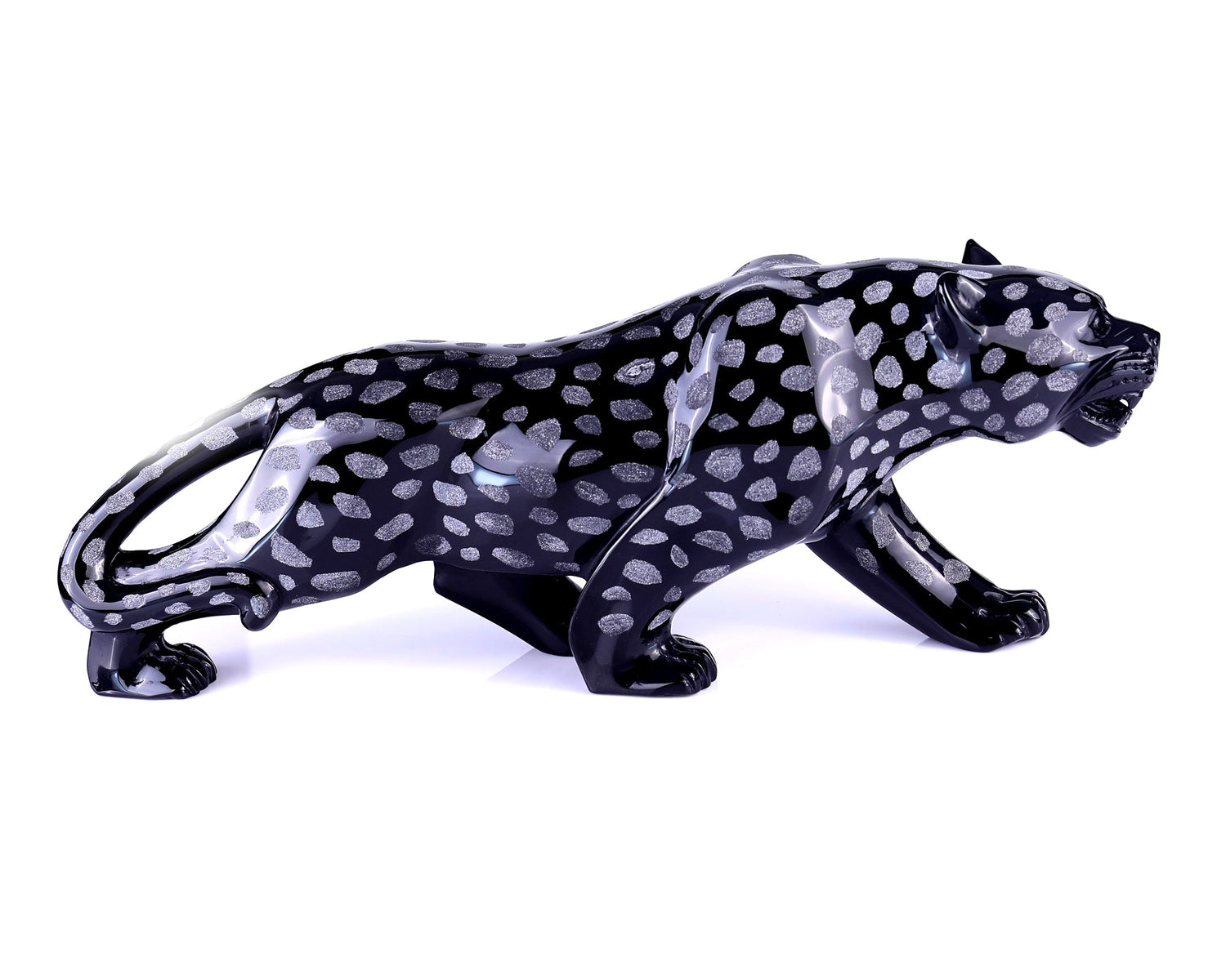 Nicedony 13.8" Black Obsidian Hand Carved Crystal Leopard Sculpture (SKU: 4100191) - Photo 3