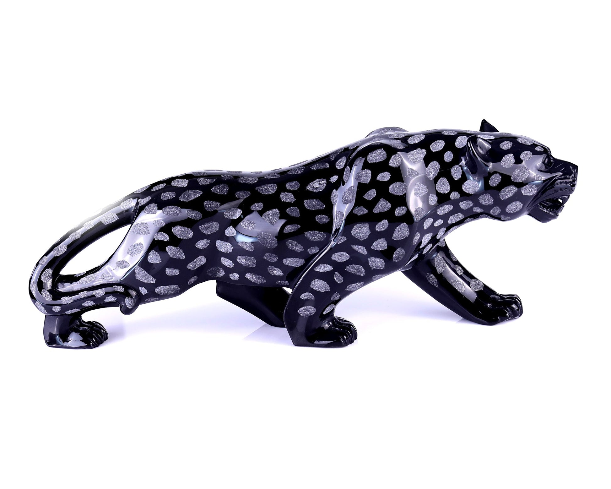 Nicedony 13.8" Black Obsidian Hand Carved Crystal Leopard Sculpture - View 3