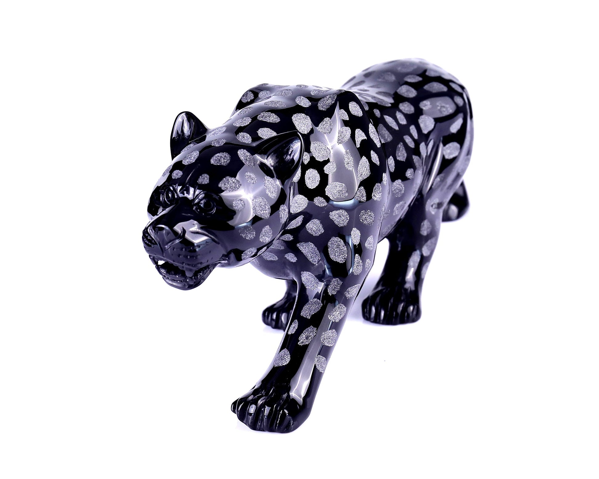 Nicedony 13.8" Black Obsidian Hand Carved Crystal Leopard Sculpture - View 8
