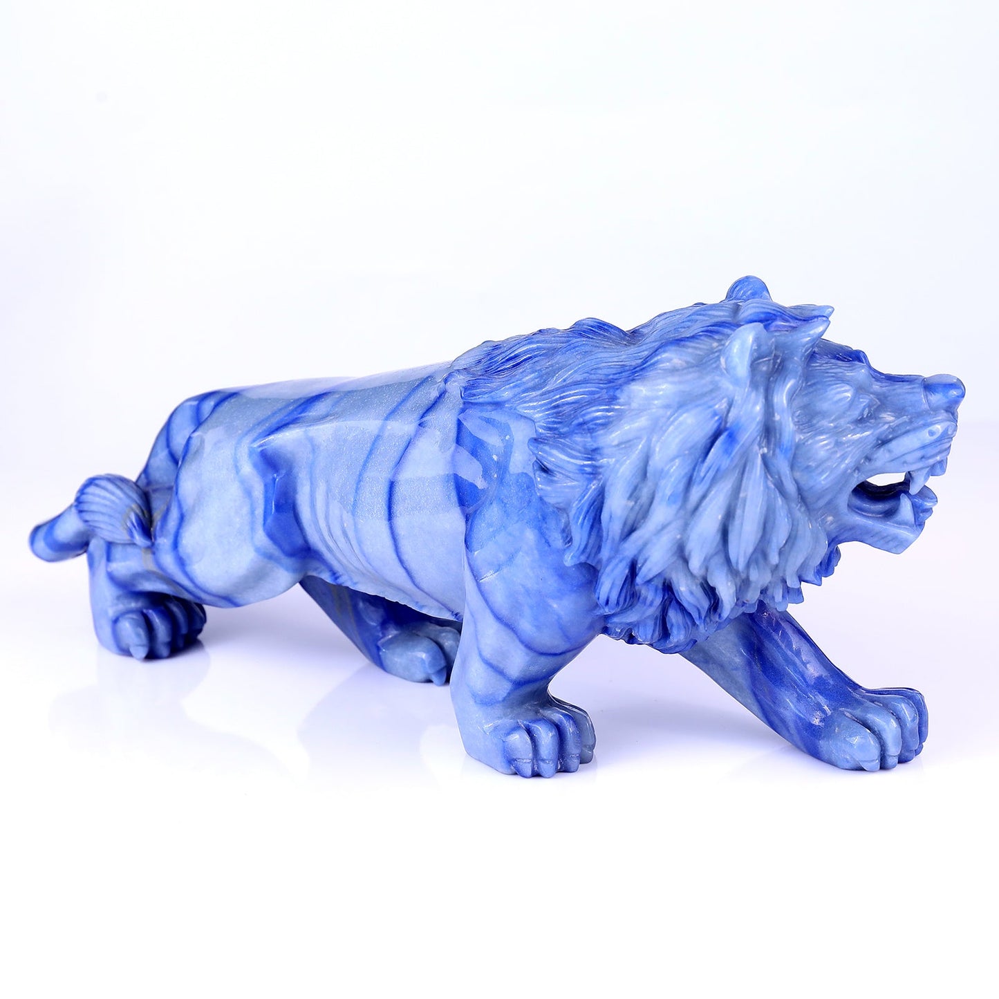 Nicedony 13.8" Blue Aventurine Hand Carved Crystal Lion Sculpture - View 7