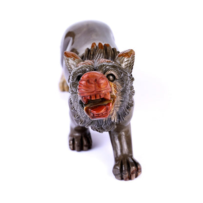 Nicedony 13.8" Colorful Jasper Hand Carved Crystal Wolf Sculpture - View 2
