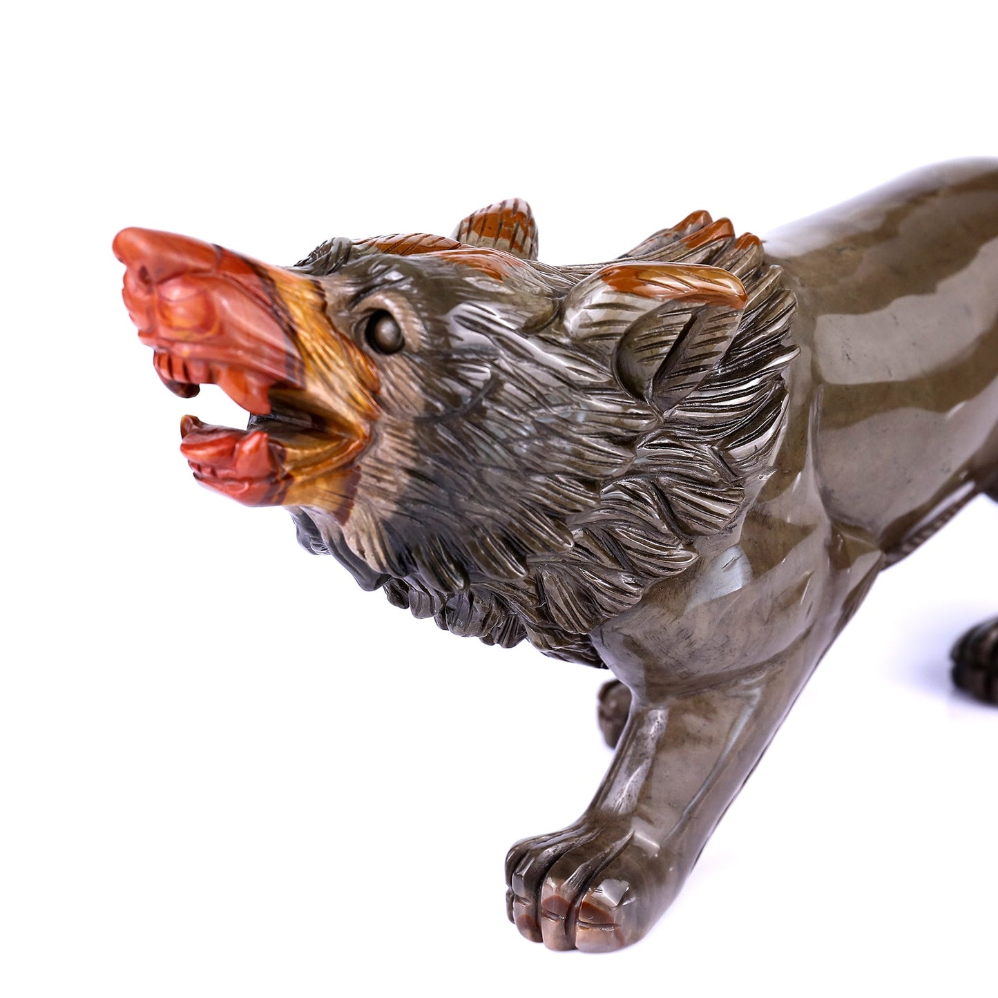 Nicedony 13.8" Colorful Jasper Hand Carved Crystal Wolf Sculpture - View 7