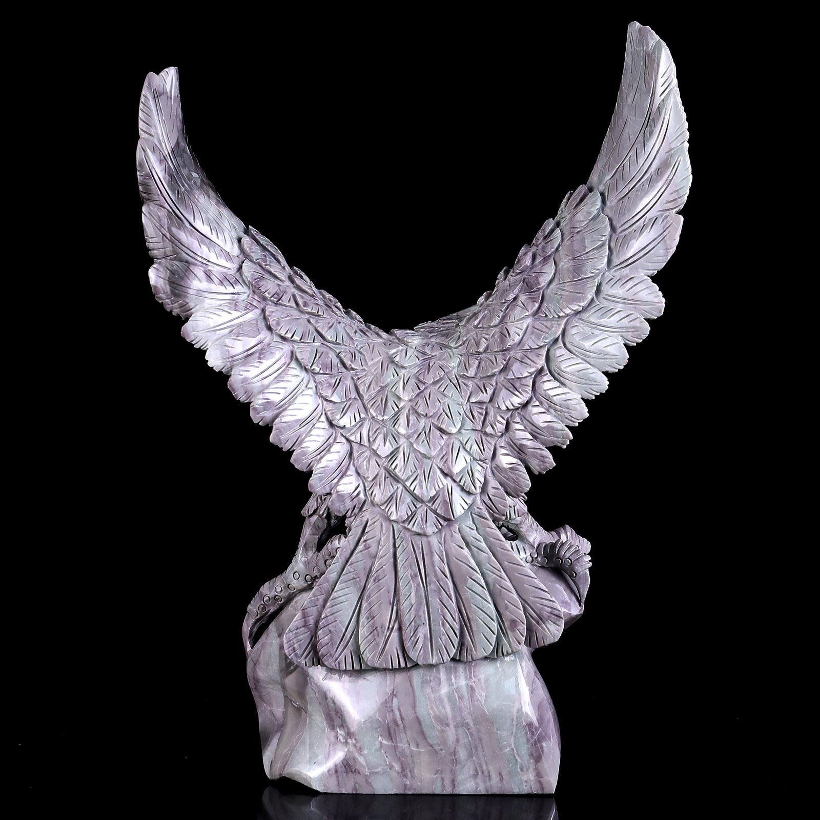 Nicedony 14.6" Jiulong Jade Hand Carved Crystal Eagle Sculpture - View 5