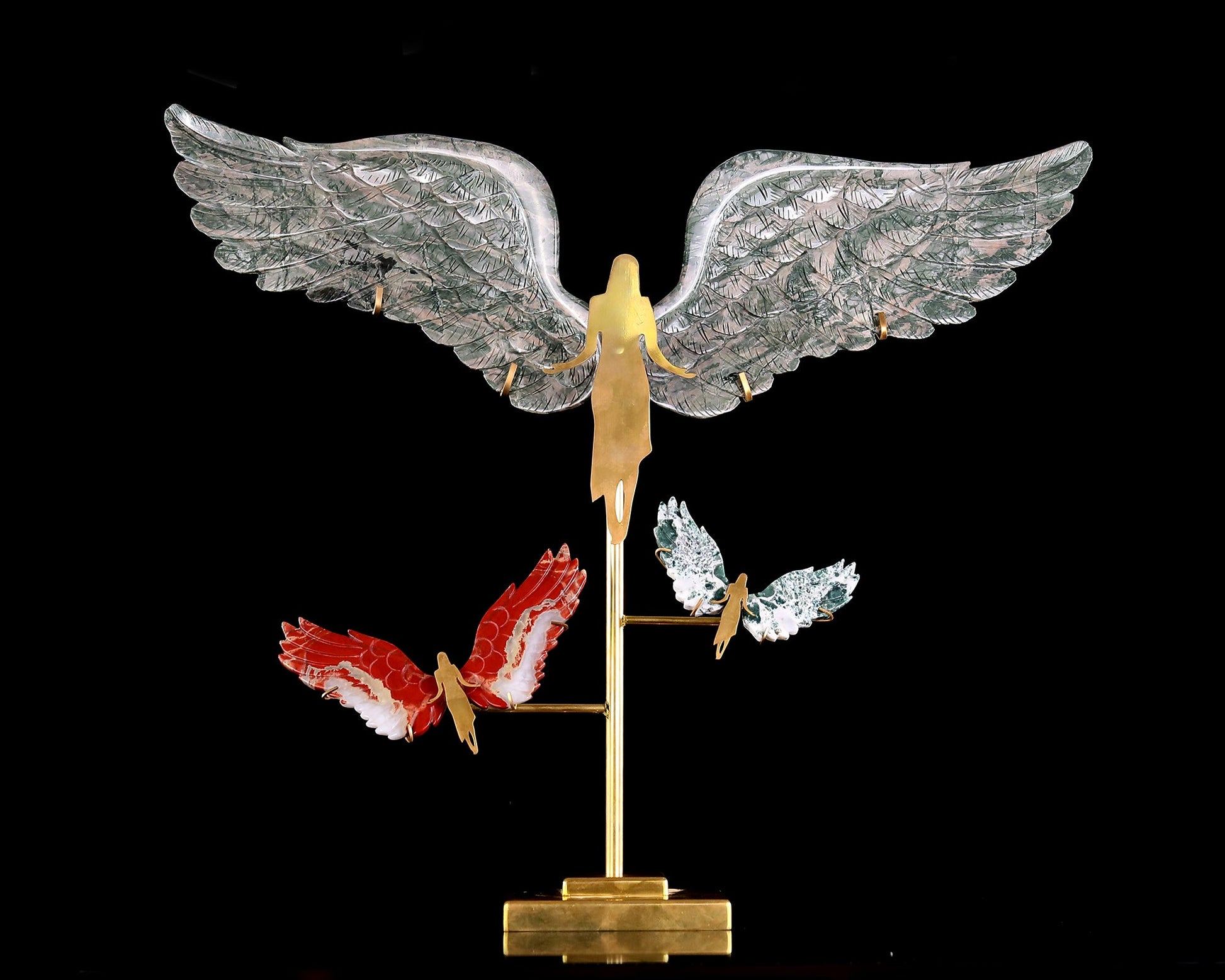 Nicedony 15" Jiulong Jade Hand Carved Spirit Wings, Angel Wings - View 2