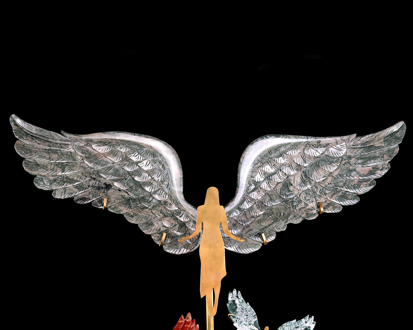 Nicedony 15" Jiulong Jade Hand Carved Spirit Wings, Angel Wings - View 3