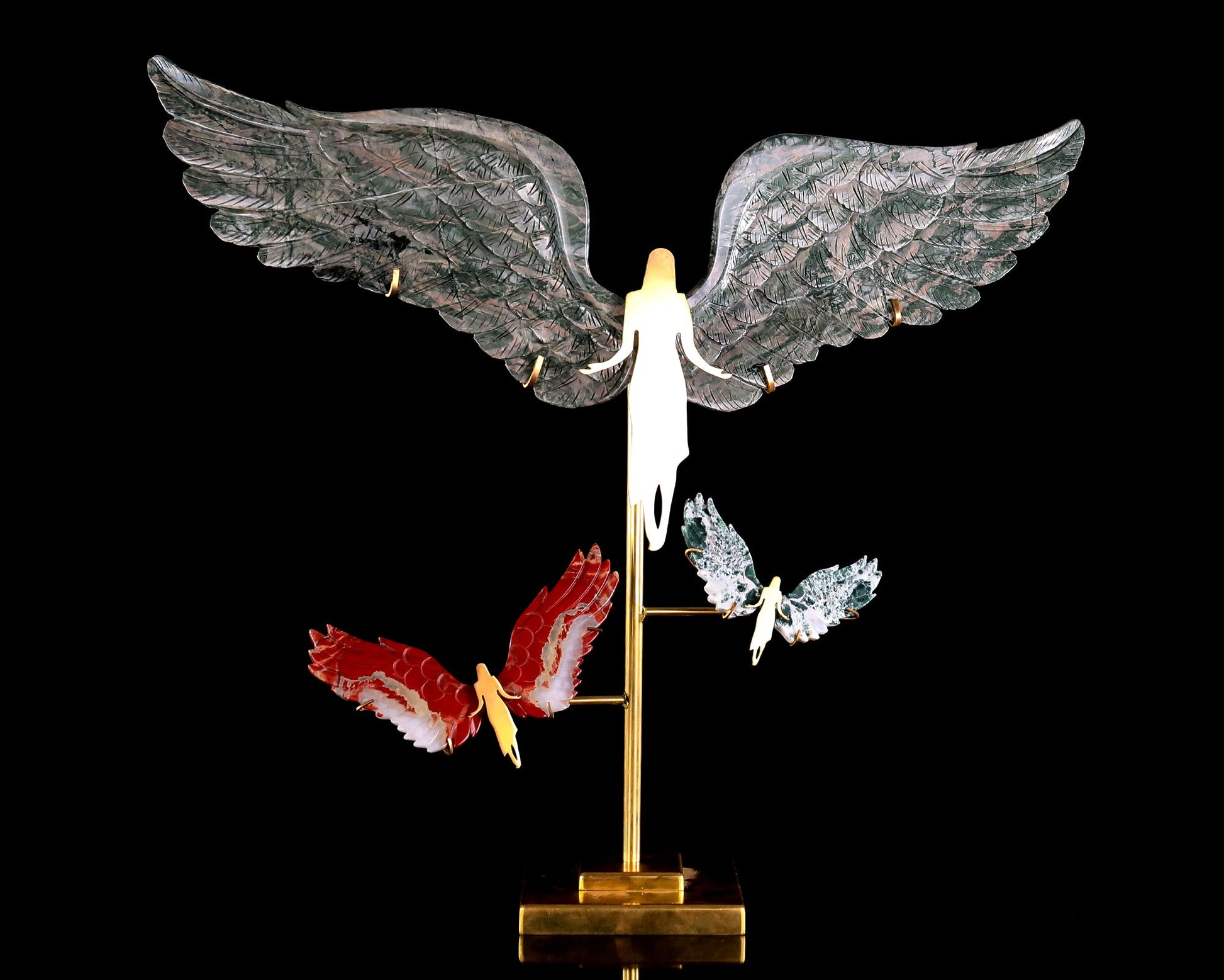 Nicedony 15" Jiulong Jade Hand Carved Spirit Wings, Angel Wings - View 8