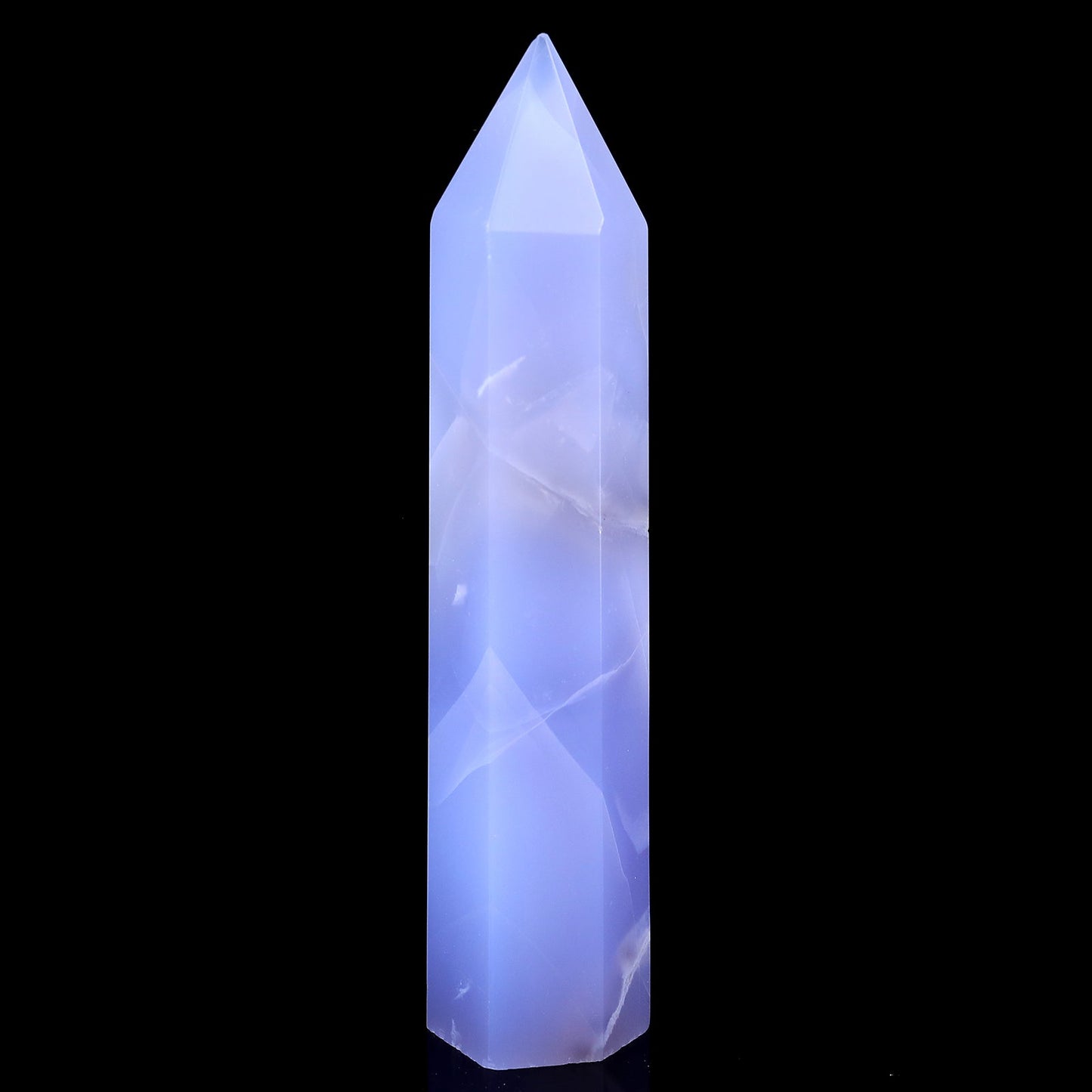 Nicedony 160mm Blue Chalcedony Hand Carved Crystal Point - View 4