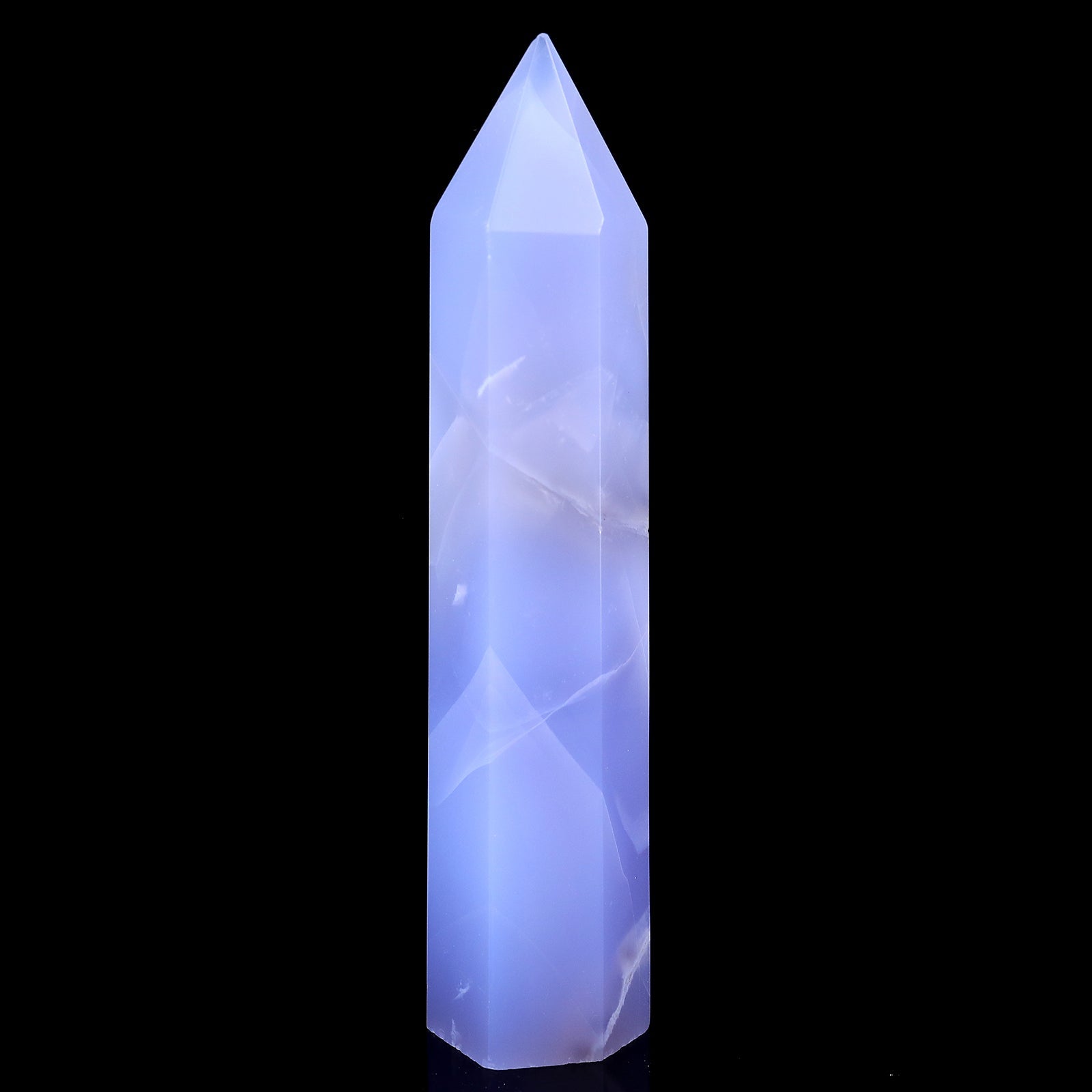 Nicedony 160mm Blue Chalcedony Hand Carved Crystal Point - View 4
