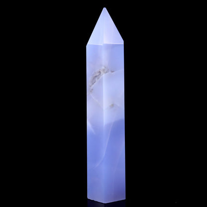 Nicedony 160mm Blue Chalcedony Hand Carved Crystal Point