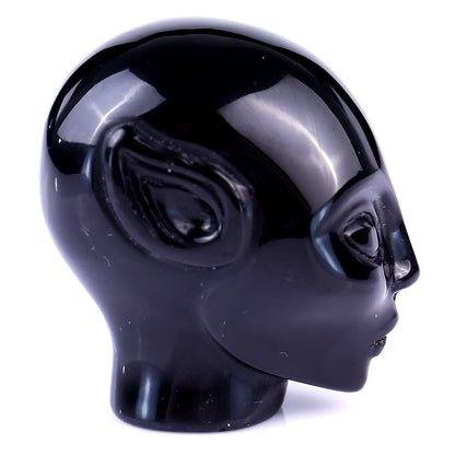 Nicedony 2.0" Black Obsidian Hand Carved Crystal Elf Alien Sculpture - View 3