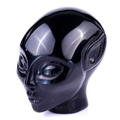 Nicedony 2.0" Black Obsidian Hand Carved Crystal Elf Alien Sculpture - View 7