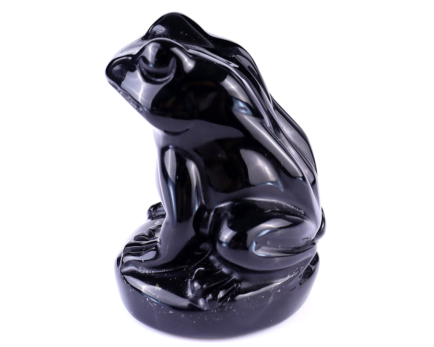 Nicedony 2.0" Black Obsidian Hand Carved Crystal Frog Sculpture - View 4
