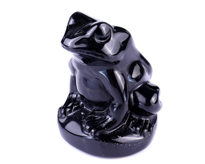 Nicedony 2.0" Black Obsidian Hand Carved Crystal Frog Sculpture - View 7