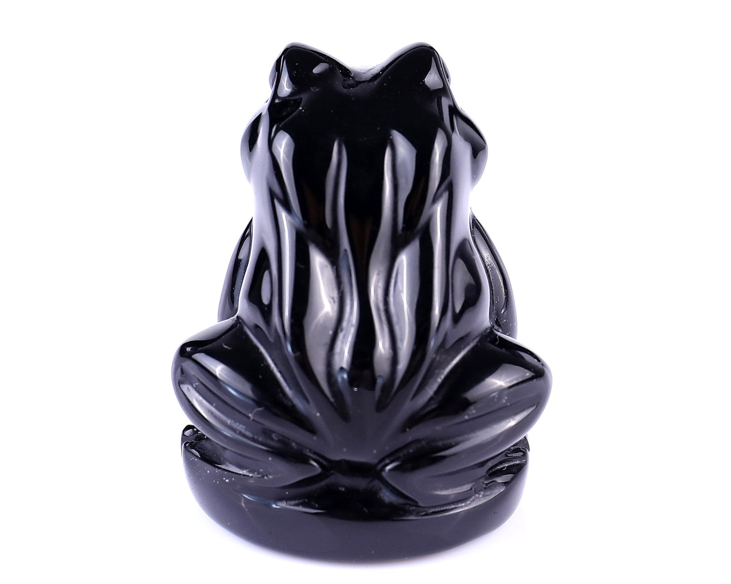 Nicedony 2.0" Black Obsidian Hand Carved Crystal Frog Sculpture - View 5