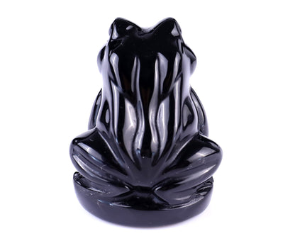 Nicedony 2.0" Black Obsidian Hand Carved Crystal Frog Sculpture - View 5