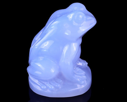 Nicedony 2.0" Blue Chalcedony Hand Carved Crystal Frog Sculpture - View 3