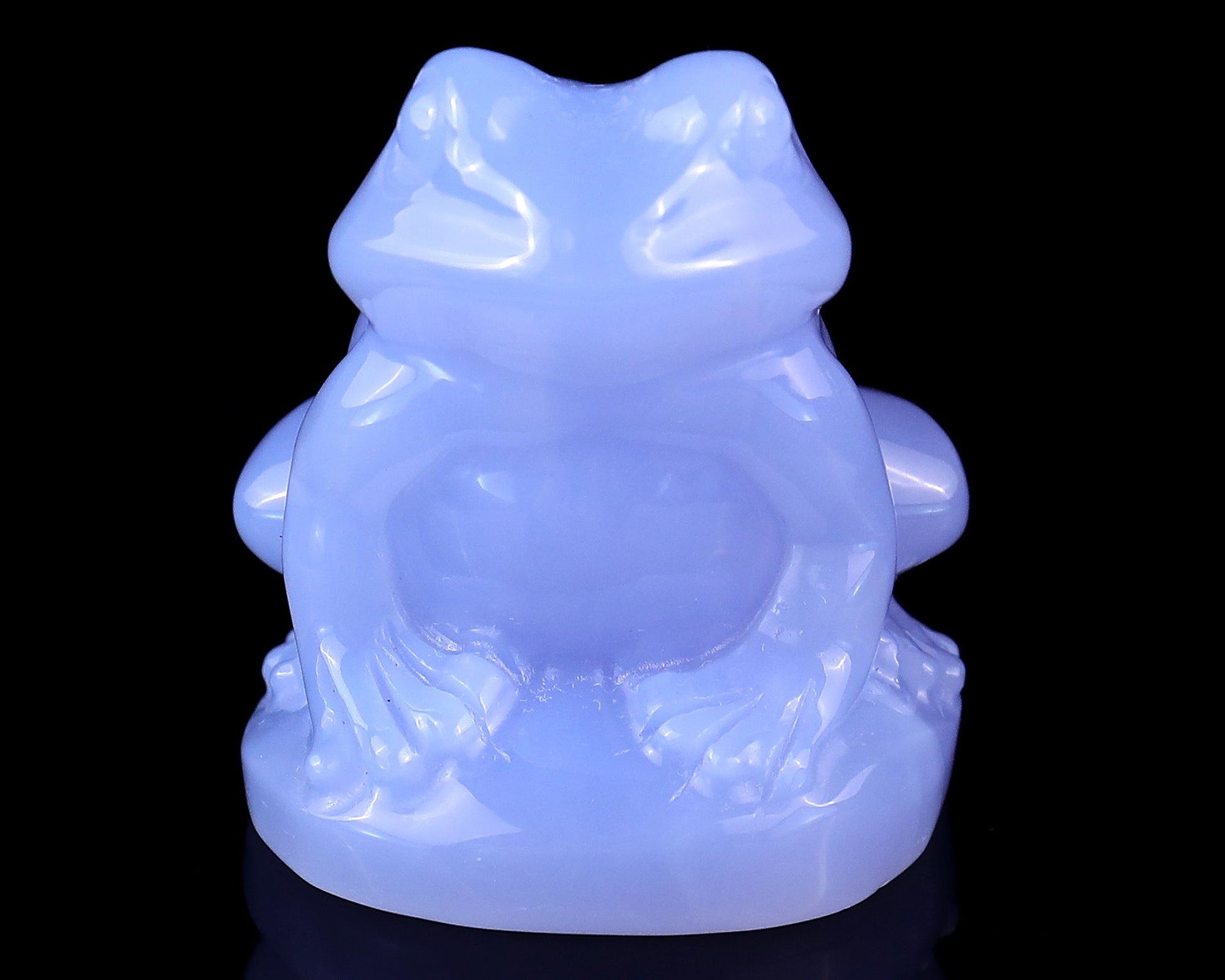 Nicedony 2.0" Blue Chalcedony Hand Carved Crystal Frog Sculpture - View 2