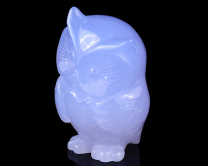 Nicedony 2.0" Blue Chalcedony Hand Carved Crystal Owl Sculpture - View 7