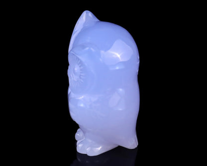 Nicedony 2.0" Blue Chalcedony Hand Carved Crystal Owl Sculpture - View 4
