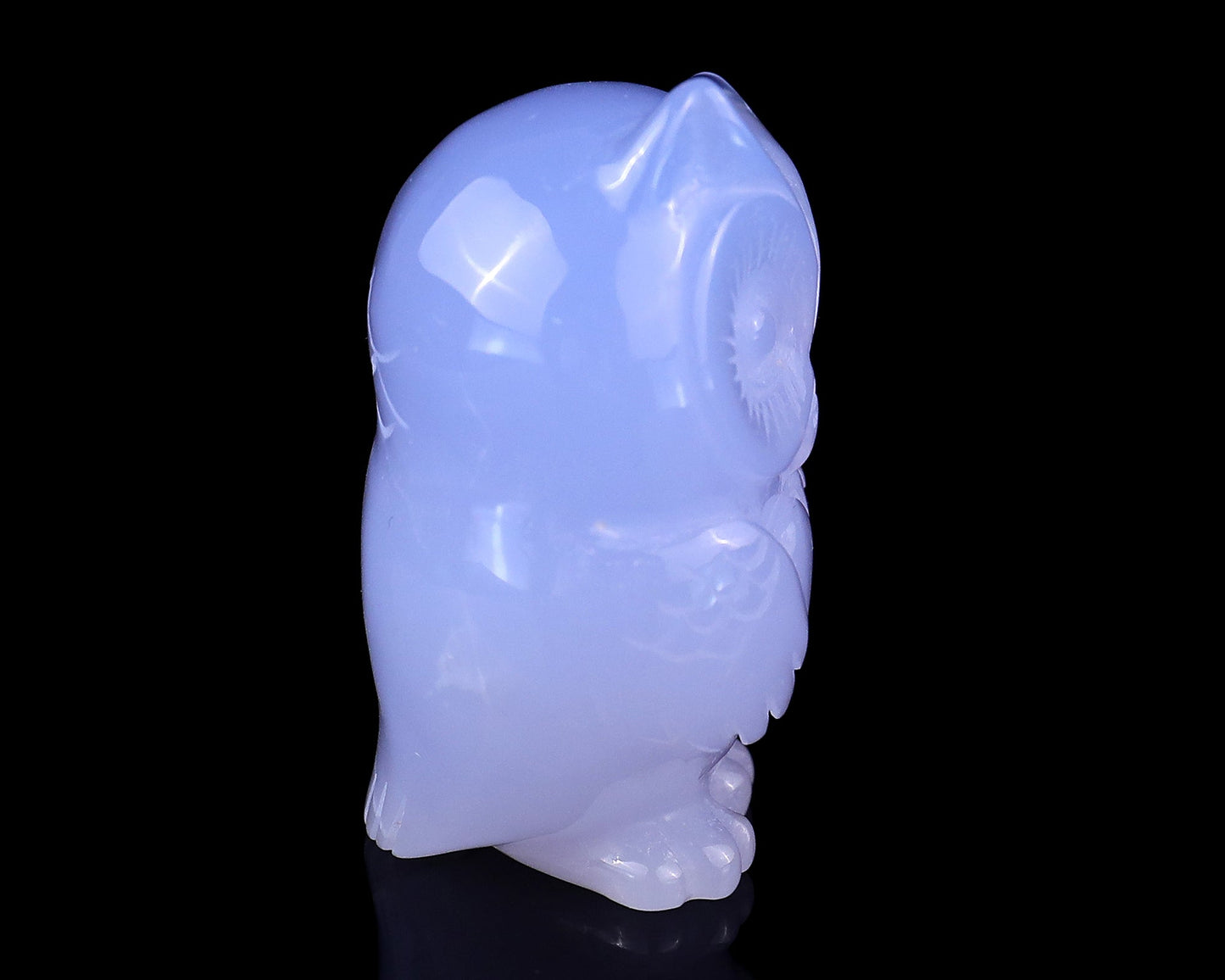Nicedony 2.0" Blue Chalcedony Hand Carved Crystal Owl Sculpture - View 3