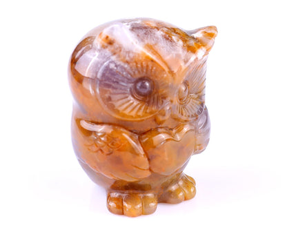 Nicedony 2.0" Chalcedony Hand Carved Crystal Owl Sculpture