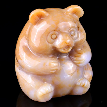 Nicedony 2.0" Chalcedony Hand Carved Crystal Panda Sculpture