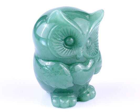 Nicedony 2.0" Green Aventurine Hand Carved Crystal Owl Sculpture