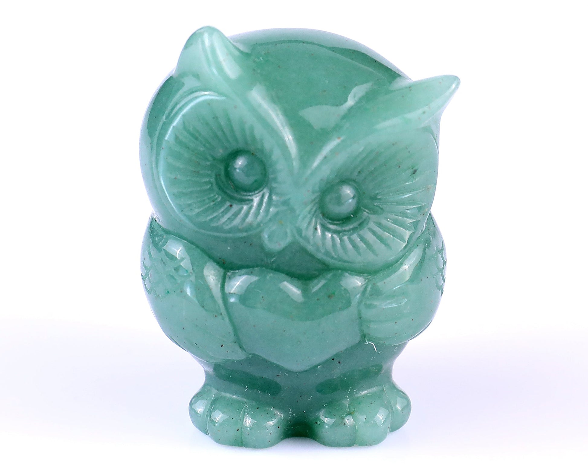 Nicedony 2.0" Green Aventurine Hand Carved Crystal Owl Sculpture - View 2