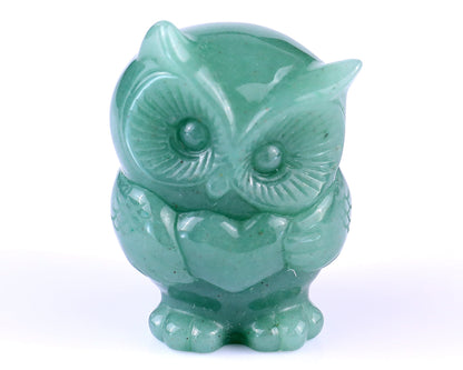 Nicedony 2.0" Green Aventurine Hand Carved Crystal Owl Sculpture - View 2