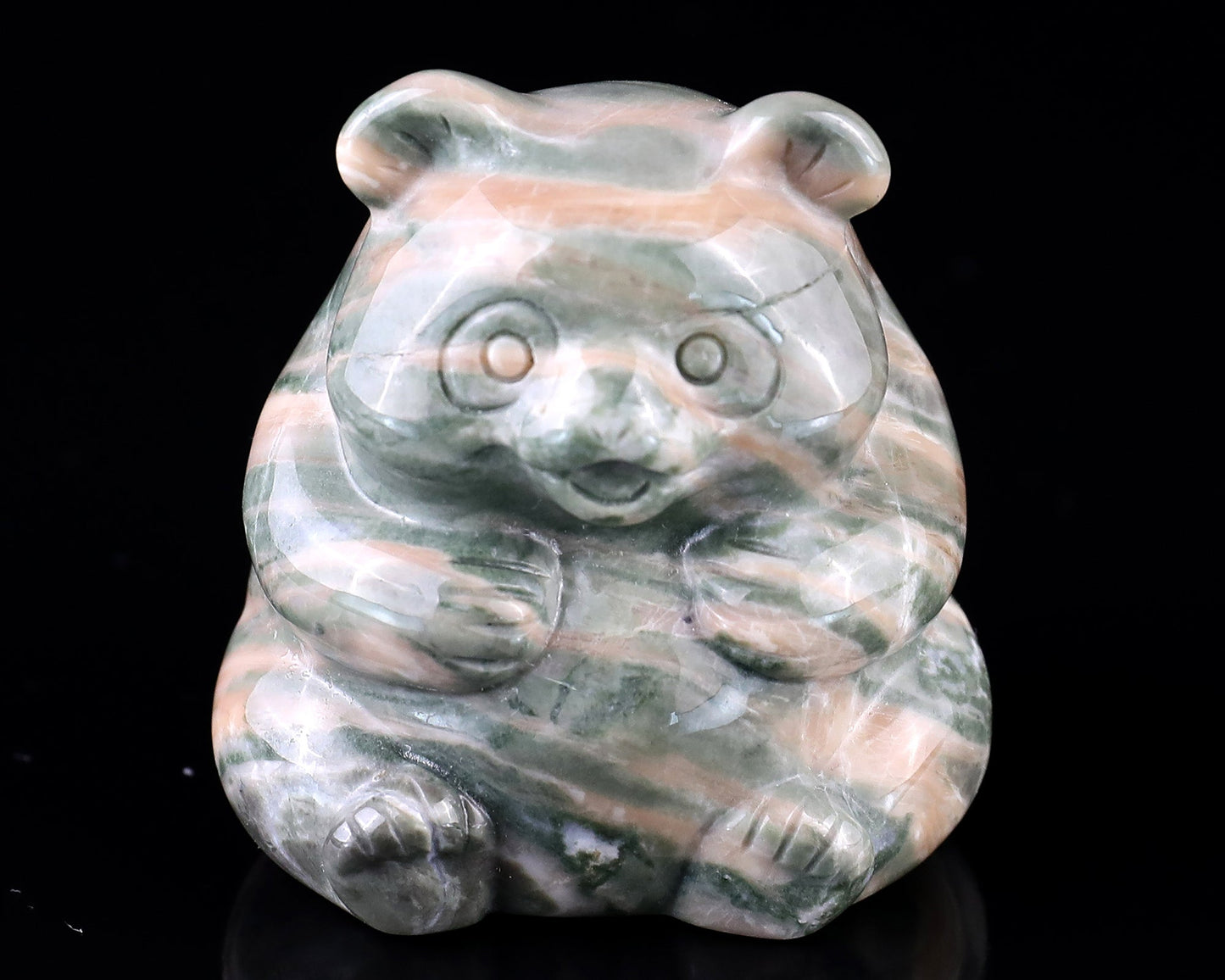 Nicedony 2.0" Jiulong Jade Hand Carved Crystal Panda Sculpture - View 2