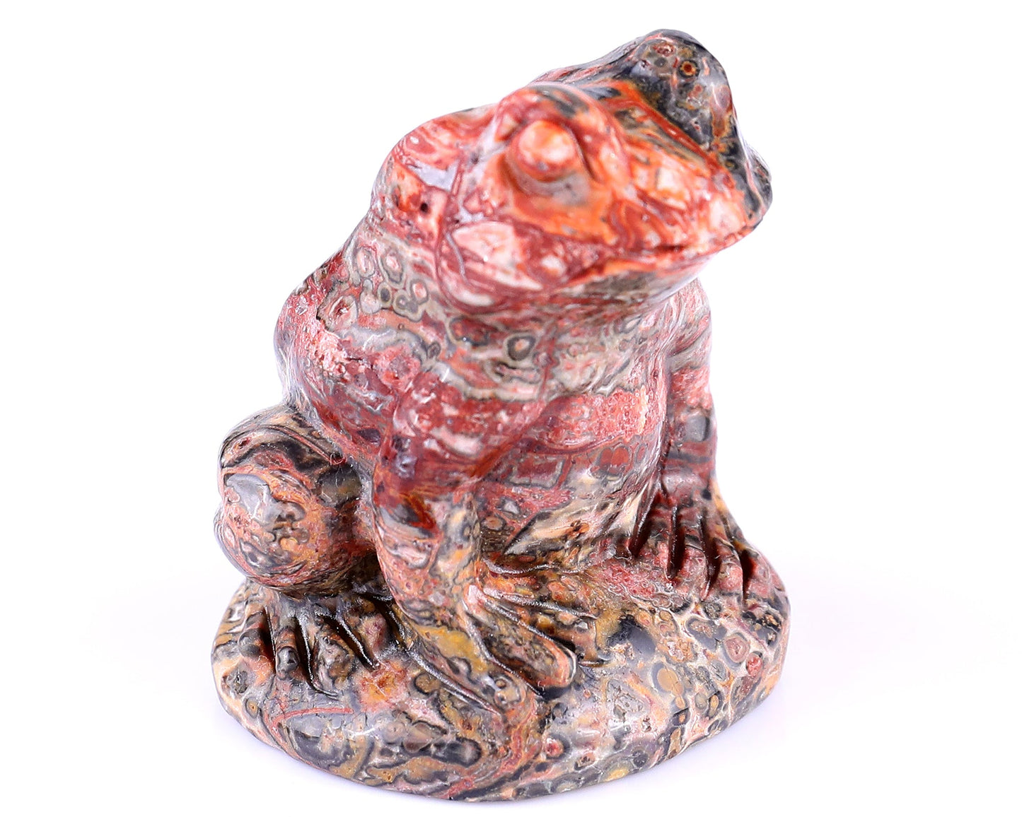 Nicedony 2.0" Leopard Skin Jasper Hand Carved Crystal Frog Sculpture