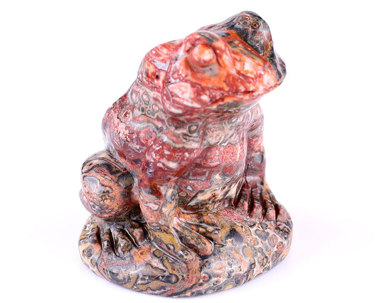Nicedony 2.0" Leopard Skin Jasper Hand Carved Crystal Frog Sculpture