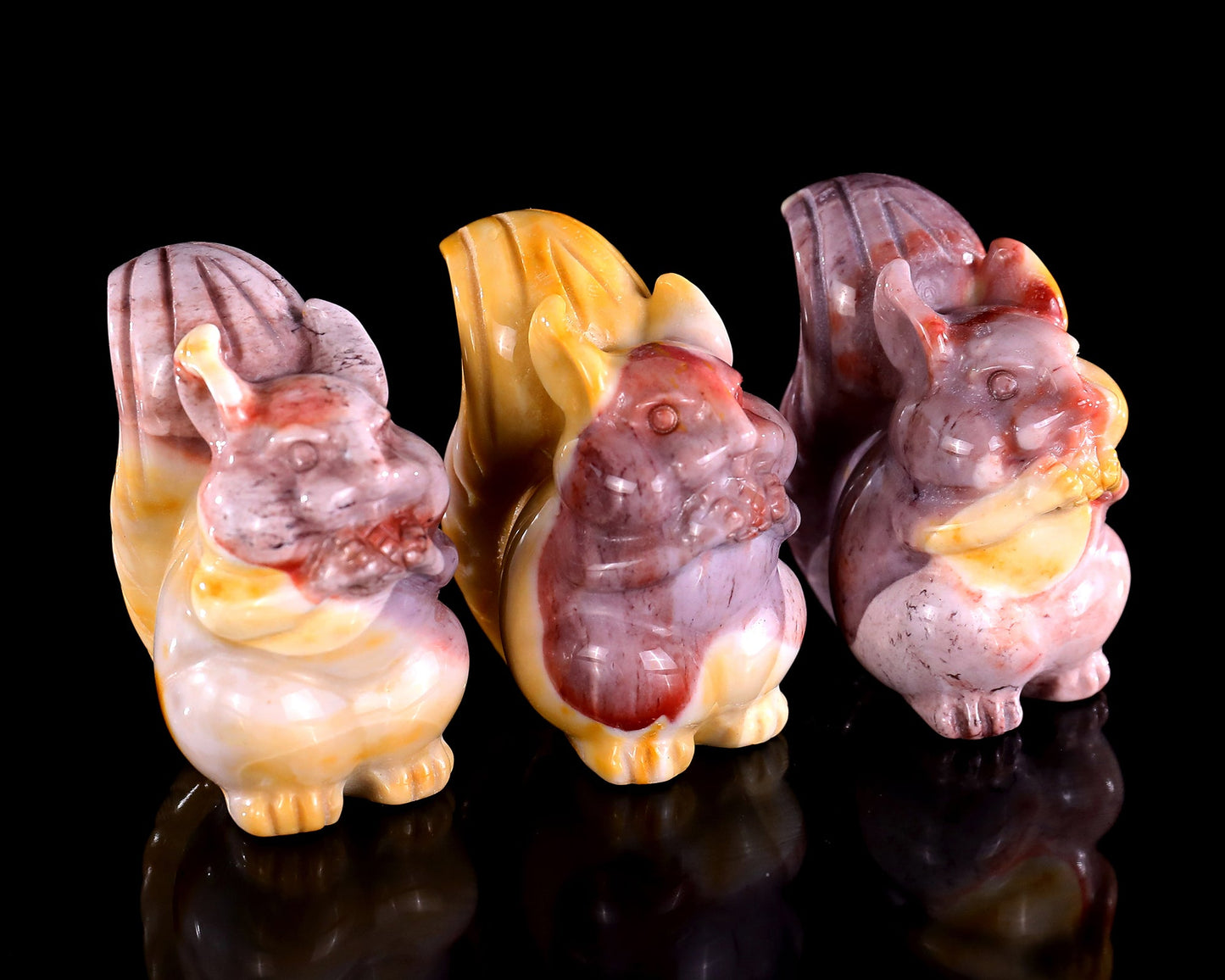 Nicedony 2.0" Mookaite Jasper Hand Carved Crystal Squirrel Sculpture 3pcs - View 2