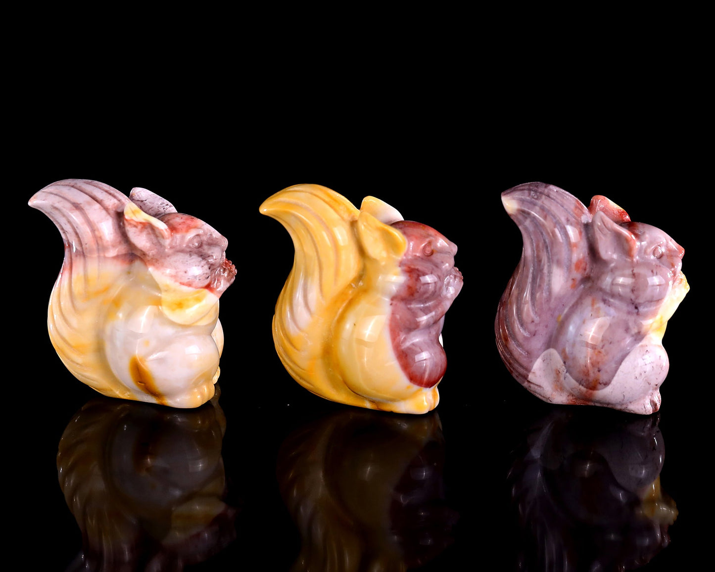 Nicedony 2.0" Mookaite Jasper Hand Carved Crystal Squirrel Sculpture 3pcs - View 3