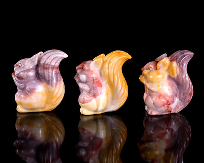 Nicedony 2.0" Mookaite Jasper Hand Carved Crystal Squirrel Sculpture 3pcs - View 5