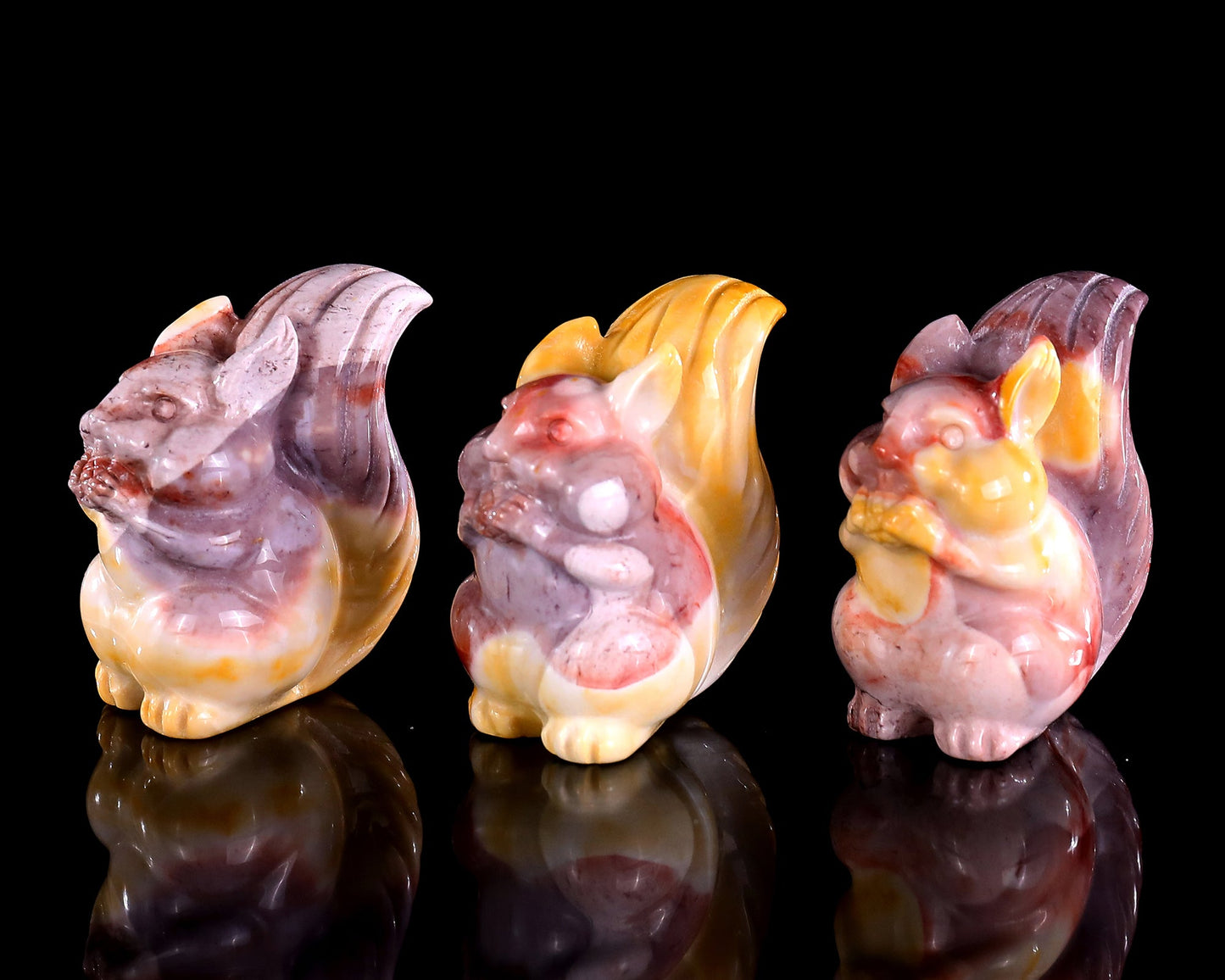 Nicedony 2.0" Mookaite Jasper Hand Carved Crystal Squirrel Sculpture 3pcs - View 6