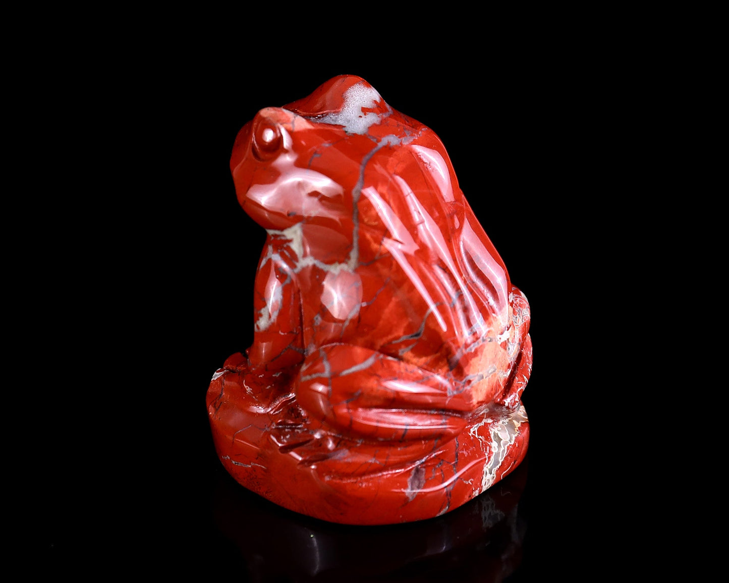 Nicedony 2.0" Red Jasper Hand Carved Crystal Frog Sculpture - View 6