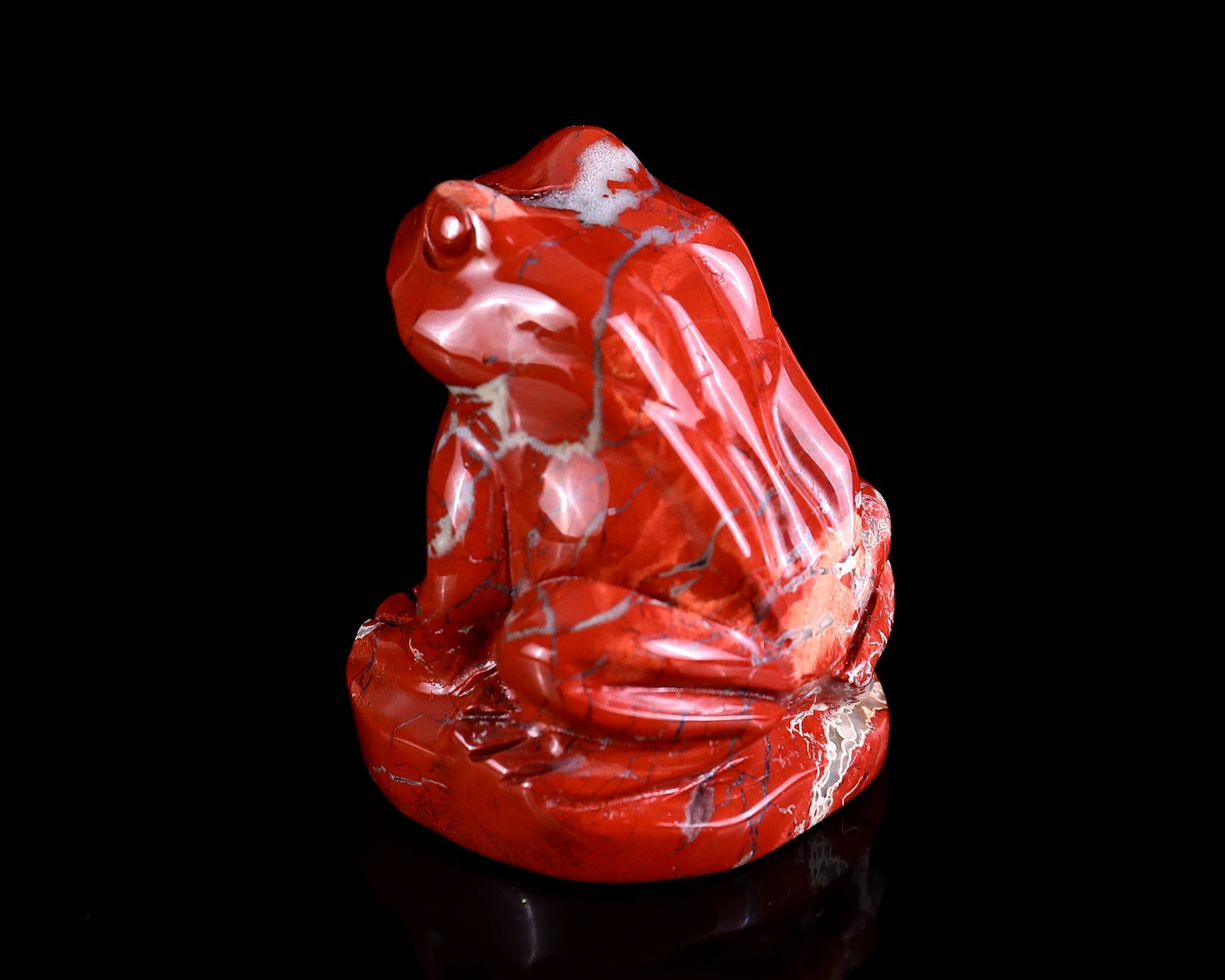 Nicedony 2.0" Red Jasper Hand Carved Crystal Frog Sculpture - View 6