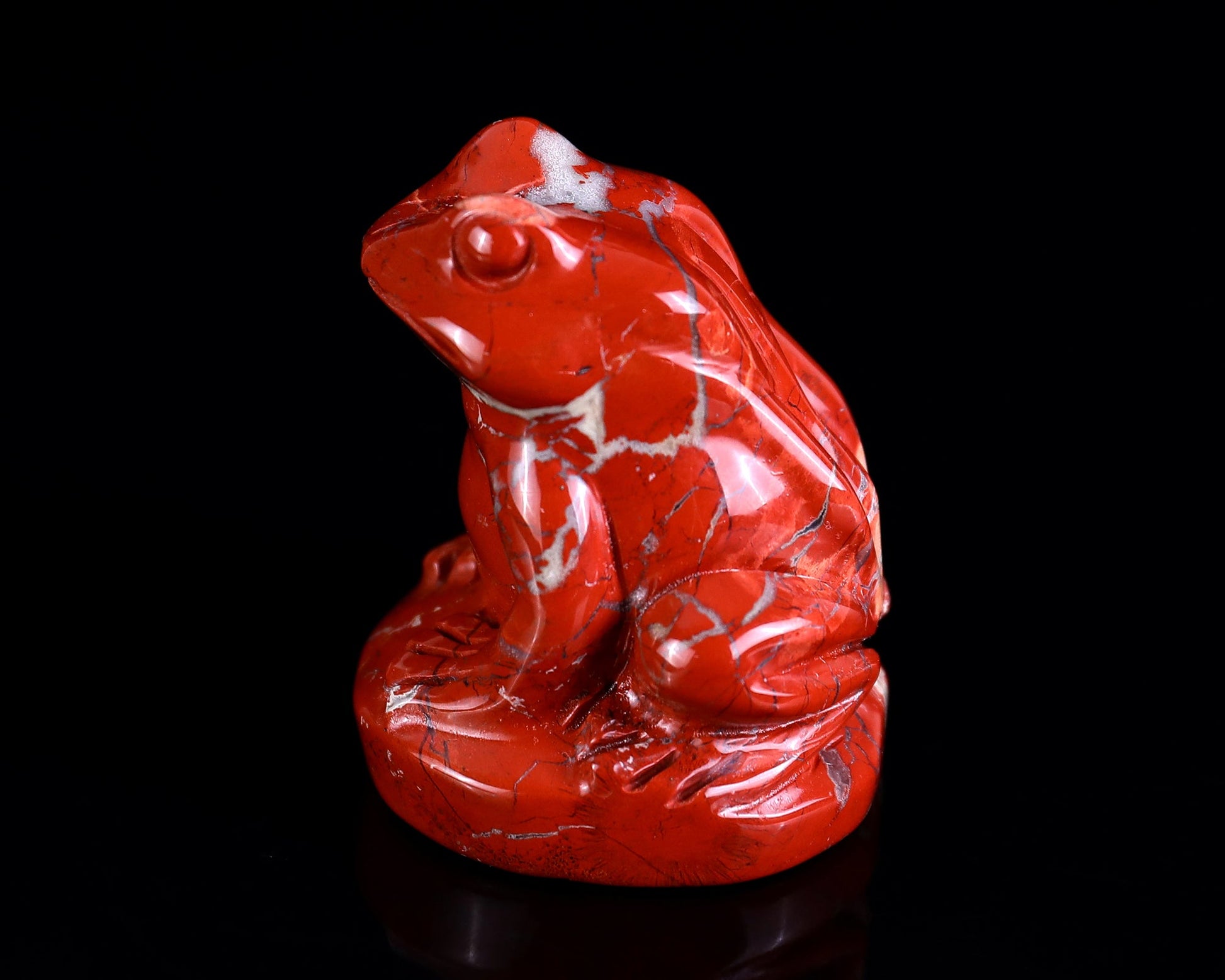 Nicedony 2.0" Red Jasper Hand Carved Crystal Frog Sculpture - View 7