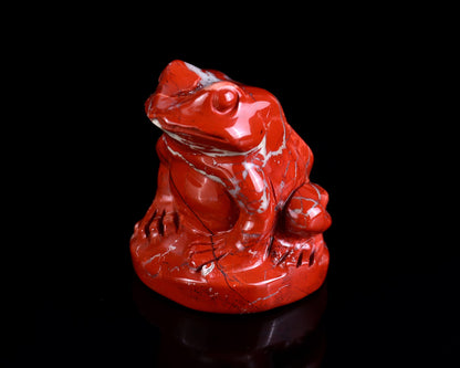 Nicedony 2.0" Red Jasper Hand Carved Crystal Frog Sculpture - View 9